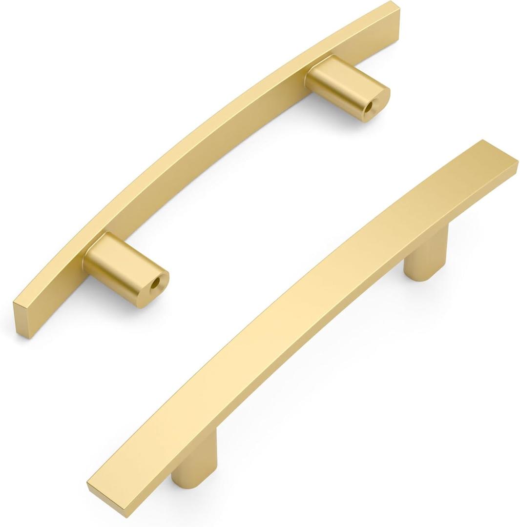 Amerdeco 10 Pack Brushed Gold 3 Inch(76mm) Hole Centers Kitchen Cabinet Pulls Cabinet Hardware Kitchen Handles for Cabinets Cupboard Handles Drawer Pulls ZH0003