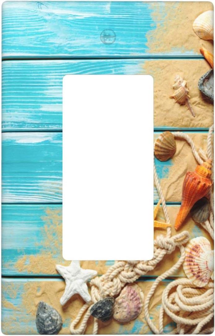 Board Beach Starfish Single Gang Rocker Wall Plates Decorate Outlet Covers For Electrical Outlets Switch Plate Decorative Wallplate Plug Cover 4.6 * 2.8 Inch