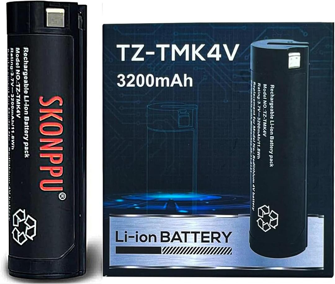 Replacement Battery for Milwaukee Headlamp&Flashlight Red Lithium 3.0 Battery 3200mAh Li-ion USB Fast Charger - 20% Longer Runtime & 3X Faster Charge 4V Compatible with Milwaukee 48-11-2131