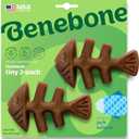 Benebone Tiny 2-Pack Fishbone Durable Dog Chew Toys, Real Fish Flavor, Made in USA