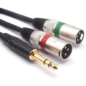 SiYear 1/4" TRS to Dual XLR Male Y Splitter Cable, 6.35mm Quarter inch Stereo to 2 XLR Male Breakout Microphone Cable Cord (1.5M/5FT)