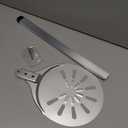 Pizza Turning Peel, 8-inch Pizza Peel Turner Spinner, Long Handle Perforated Aluminum Pizza Peel with Silicone Hook, Pizza Oven Accessories