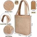 Aliceset 24 Pcs Mini Burlap Tote Bags with Handles Reusable Burlap Gift Bags with Tags Small Wedding Welcome Bridesmaids Jute Bag Bulk for Party Supplies DIY Craft (10 x 10 x 3.5 Inch,Light Brown)
