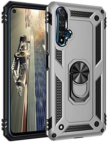 Yarxiawin for Huawei Nova 5T Case with Ring Holder Black, Rugged Heavy Duty Huawei Nova 5T Phone Case Shockproof with 360 Kickstand Cover Cool Durable(Huawei Nova 5T, Silber)