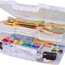 ArtBin 6962AB Quick View Deep Base Carrying Case with Removable Dividers and Tray, Portable Art & Craft Storage Box, 15", Clear