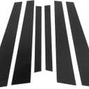 Motoforti Door Pillar Window Trim Anti Scratch Sticker Pillar Posts Door Outer Exterior Cover for BMW 5-Series 1997-2003 Black