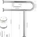Toilet Grab Bar 24*27.5 Inch, Zynuhmo Anti-Slip U Shaped Support Rail with Paper Holder, SUS304 Stainless Steel Knurled Safety Handrails with Leg for Elderly Disabled Pregnant(1.25'' Dia Tube, Chrome)