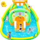 Inflatable Water Slide, 9-in-1 Bounce House with 3 Slides for Kids Aged 3-10, 165 x 152 x 79 Inches, Water Park with Blower for Backyard Party, Water Cannon, Climbing Wall