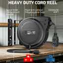 DEWENWILS 20 Amp Retractable Extension Cord Reel, Black, ETL Listed