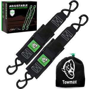 Boat Tie Down Straps to Trailer - 1,200 LBS Boat Straps with Safety Lock - 2" X 48" Adjustable Boat Trailer Strap (2PK) - Boat Straps for Trailers, Jet Ski, Kayak (Black)