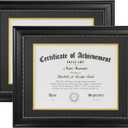 DOAI ART 8.5 x 11 Diploma Frame Set of 2 Classic Black with Blue and Gold Double Mat or Displays Document & Certificate 11x14-inch Without Mat, Wide Molding, Gold Beads Hanging Hardware Included, Tabletop