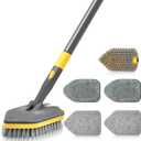 Shower Scrubber with Long Handle for Cleaning, 56" Extendable 3 in 1 Shower Cleaner Brush, Interchangeable Tub Scrub Brush Attachment for Cleaning Bathroom Bathtub Floor Wall