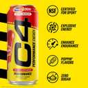 C4 Performance Energy Drink, Cherry Popsicle, Zero Sugar Carbonated Preworkout Energy, 200mg Caffeine with Beta Alanine, 16 Fl Oz (12 Pack) (EXP 04/01/26)