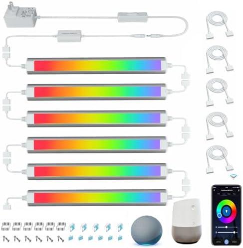 Smart Under Cabinet Lighting White & Multicolor LED Strip Lights Dimmable Works with Alexa,Google Home,Smart APP Remote Control RGB Kitchen Lamp Plug in for Under Counter Light Fixtures,4pcs