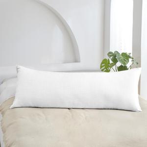 Premium Waffle Weave Body Pillow Cover Pillowcase 20 x 60 Zipper Closer 100% Organic Cotton White Waffle Weave Body Pillowcases, Ultra Soft, Cozy & Decorative Body Pillow Cover, 20 x 60 inch