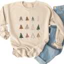 Ykomow Snowman Wine Cheers Sweatshirts Women Long Sleeve Christmas Graphic Tees Funny Xmas Tops (Beige, S)