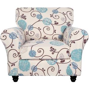 SearchI Stretch Sofa Cover Printed Couch Covers, Floral Pattern 2 Piece Armchair Slipcover with Separate Chair Cushion Cover, Washable Furniture Protector for Living Room (Armchair, Ball Flower) (Small)