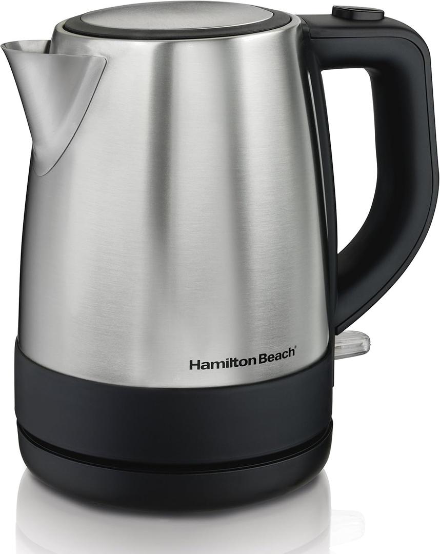 Hamilton Beach Electric Tea Kettle, Water Boiler & Heater, 1 L, Cordless, Auto-Shutoff & Boil-Dry Protection, Stainless Steel (40998)