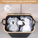 iEGrow 150L Laundry Basket with Lid,Large Laundry Hamper with Bamboo Handles, Hampers for Laundry, Dirty Clothes Hamper with 2 Removable Inner Bags for Clothes Toys Towels,Black