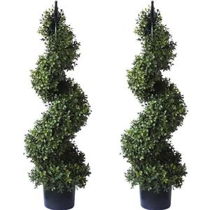 ALL SEASON GREEN 3ft Artificial Boxwood Topiary Tree Potted Topiary Plants for Front Porch Entrance Home Living Room Indoor and Outdoor 2Pack