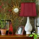 GOSO Medium Burgundy Red Drum Lamp Shade for Table Lamps Floor Lamp, 12x14x10 inch (Spider) Fabric Faux Silk Lampshades Replacement, Art Deco Vintage Lamp Shades for Living Room&Bedroon-Easy Assembly