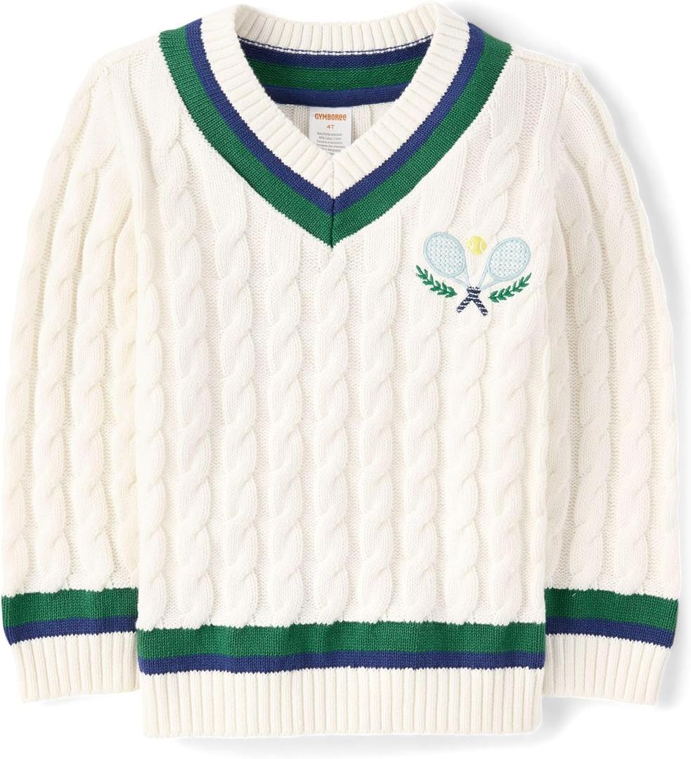 Gymboree Boys' and Toddler Long Sleeve V-Neck Pullover Sweater, 7