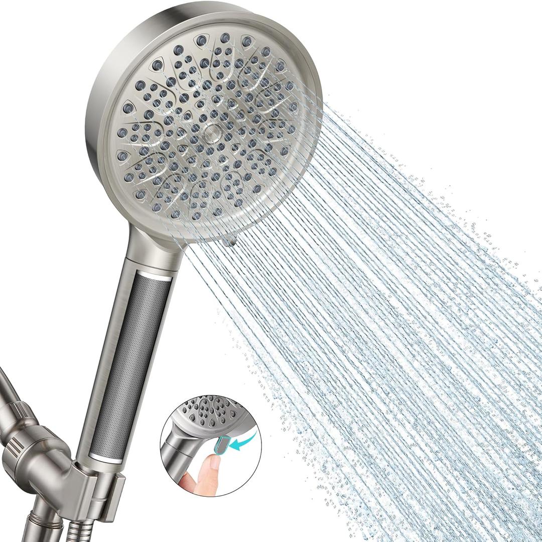 Cobbe Handheld Filtered Shower Head - Filters >99% Chlorine - Advanced 2.0 Carbon System - Water Softening Beads for Hard Water - Relieves Dry, Itchy Skin - Brushed Nickel