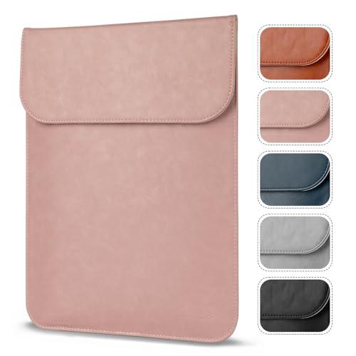 Allinside 13 inch Laptop Sleeve Case for MacBook Neo A18 Pro/MacBook Air 13 2018-2026/MacBook Pro 13 2016-2022, Waterproof PU Leather Laptop Sleeve Bag Protective Vertical Case Cover, Pink