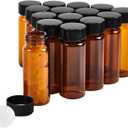 QOAEZK 15 PCS 4ML Amber Small Liquid Sample Glass Vials with Screw Caps,1Dram 15x45mm Leak-Proof Vial, 13-425 Black Screw Cap with PE Liners for Lab, Essential Oil, Perfume, Reagents
