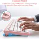 LeadsaiL Pink Wireless Keyboard and Mouse Combo, Full-Sized Ergonomic Computer Keyboard, 2.4GHz Cordless Keyboard Silent Mouse Set with 2-in-1 USB Receiver, 12 FN Shortcuts for Windows Laptop, PC/Mac