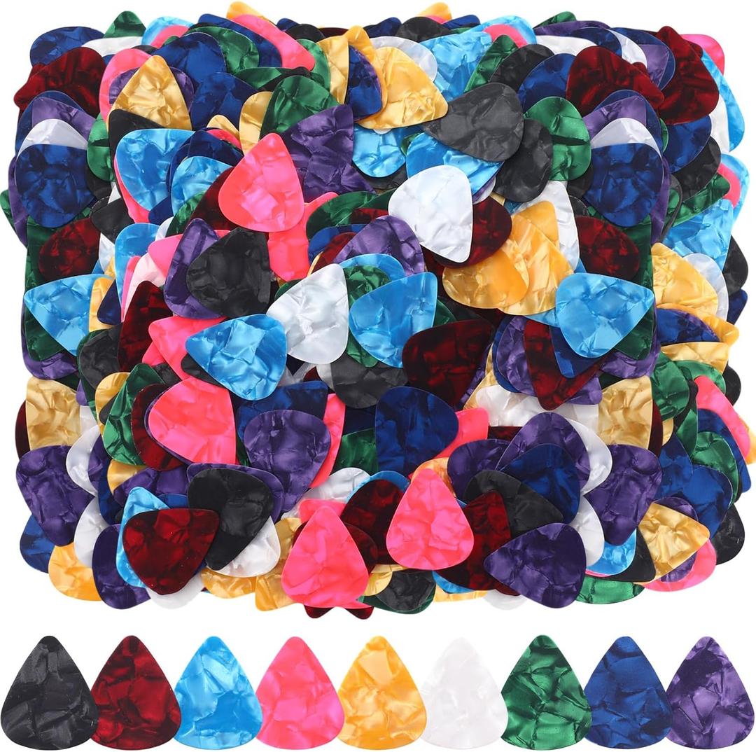 Yeshone 600 Pcs Guitar Picks Bulk Celluloid Picks Plectrums for Electric Acoustic Guitar Thin Medium Heavy Plectrums(9 Colors,0.46 mm)