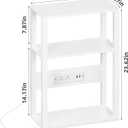 3-Tier Small Narrow Wood Side Table with Charging Station, Skinny Nightstand for Small Space, Slim Bedside Table with Storage for Couch, Thin End Table with USB Ports and Outlets, White (1 Pack)