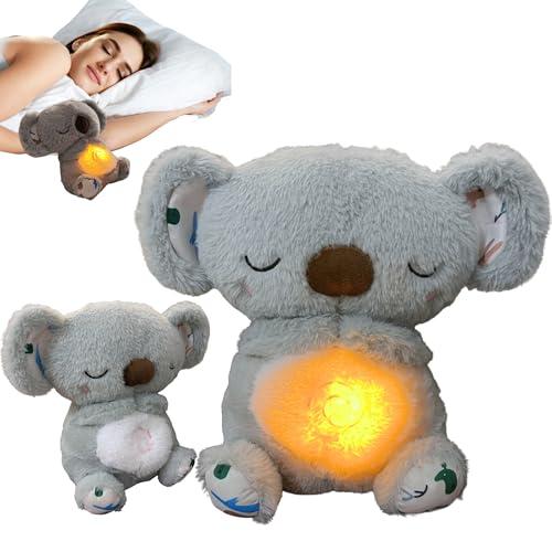 JULIDREAM Anxiety Relief Koala, Breathing Teddy Bear with Calming Music, Lights, Sleeping Otter Plush, Soothing Koala for Adults & Kids, Stress Relief Stuffed Animal (3-Level Adjustable Volume)