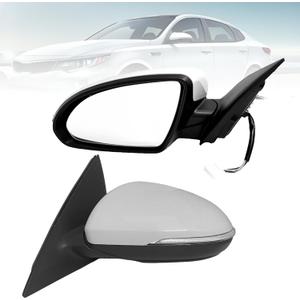 Left Driver Side Mirror Compatible with 2016 2017 2018 Kia Optima Rear View Mirror With In-housing Signal Light, Manual Folding Power Glass Non-Heated Paintable