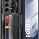 Vizvera for Samsung Galaxy Z Fold 6 Case Wallet, RFID Cards Holder [S Pen Holder] [Camera Cover] Shockproof Silicone Protective Phone Case for Z Fold 6 2024-Black