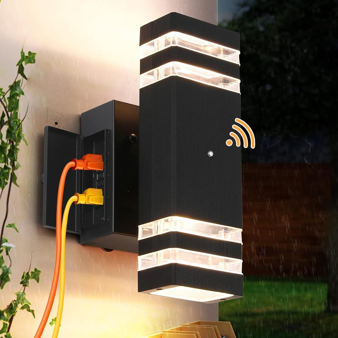 Porch Lights with GFCI Outlet, Dusk to Dawn Outdoor Lights with Outlet, IP65 Waterproof Anti-Rust Exterior Light Fixture Outside Wall Sconce for House Porch Garage Front Door
