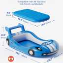 QPAU Blow up Inflatable Toddler Travel Bed with Sides, Toddler Air Mattress for Camping, Traveling, Hotel, or Home Use, Hand Pump Included (Blue)