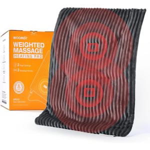 WOOMER Weighted Massage Electric Heating Pad for Back Pain, Neck and Shoulders Cramps Relief, 20’’x24’’, 2.2lb BPA-Free and Non-Toxic Beads, 3 Heat Settings, 3 Massage Modes, 2h Auto-Off