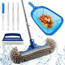 Swimming Pool Cleaning Kit, Pool Brush with 59" Adjustable Aluminum Pole & Semi-deep Skimmer Net & Cleaning Sponge Scrubber with Handle for Above Ground Pools,Ponds,Spas,Hot Tubs(COLOR:Blue)