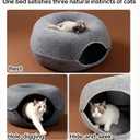 Cat Donut Tunnel Bed for Indoor Cats - Peekaboo Cat Cave, Detachable Felt, Washable, Interactive Play & Cozy Rest Space for Multiple Cats (Dark Gray)