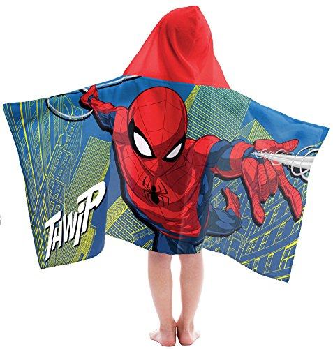 Jay Franco Kids Hooded Towel – 22" x 51" Super Soft Bath Wrap with 3D Hood, Beach, Pool & Travel, Official Licensed Product, Multi - Spiderman