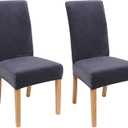 Smiry Velvet Stretch Chair Covers for Dining Room Set of 2, Soft Fit Removable Washable Kitchen Parsons Chair Slipcover Protector, Dark Grey