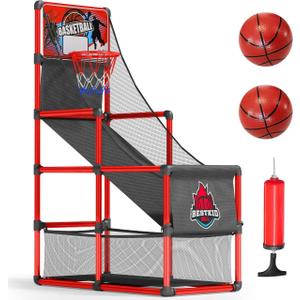 BESTKID BALL Kids Basketball Hoop Single Shot System Arcade Game Set: Indoor & Outdoor Sports Toys for Boys & Girls, Includes Ball, Ideal Party Gifts for Little Athletes Ages 3-9