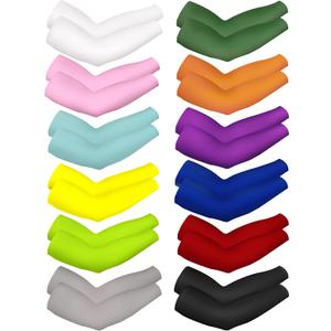 Bememo 12 Pairs Unisex UV Protection Sleeves Long Arm Cooling Cover Sleeves