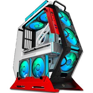 KEDIERS PC Case C570 ATX Mid Tower Tempered Glass Gaming Computer Open Frame Case with 7 PWM ARGB Fans 