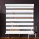 SMONTER Cordless Zebra Blinds for Windows Zebra Roller Shades with Metal Valance Free Stop Dual Layer Sheer Blinds Day Night Privacy Light Filtering, W27 x H72, White