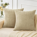 MIULEE Pack of 2 Light Taupe Throw Pillow Covers 20x20 Inch Soft Chenille Pillow Covers for Sofa Living Room Couch Solid Dyed Cases