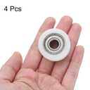 Uxcell 4Pcs Ball Bearing Guide 10 x 35 x 11mm Double Shielded POM Roller Bearings, Flat Pulley Wheel for Furniture, Hardware Accessories, White