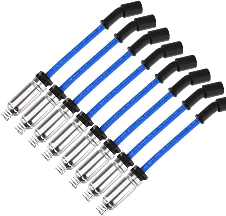 10.2 MM Racing Spark Plug Wires for CT5 CTS Escalade Camaro Corvette Express Silverado Suburban Tahoe Savana Sierra Yukon 5.3L 6.2L 6.6L V8 2014-2022 Blue