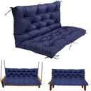LQQSDPJ Swing Replacement Cushions for Outdoor: 2-3 Seater Bench Waterproof Cushion with Ties - 4in Thick Swing Cushion for Garden Furniture Patio Porch, Dark Blue